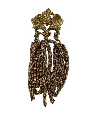 Vintage Gold Toned Brooch with Tassels