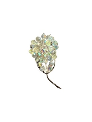 Aurora Borealis Crystals Flower Brooch - Designer Jewellery