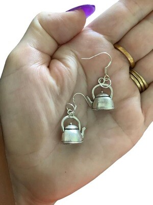 Silver-Toned Kettle Earrings