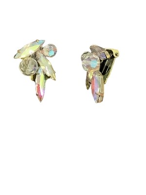 Vintage Clip-On AB Crystal Earrings