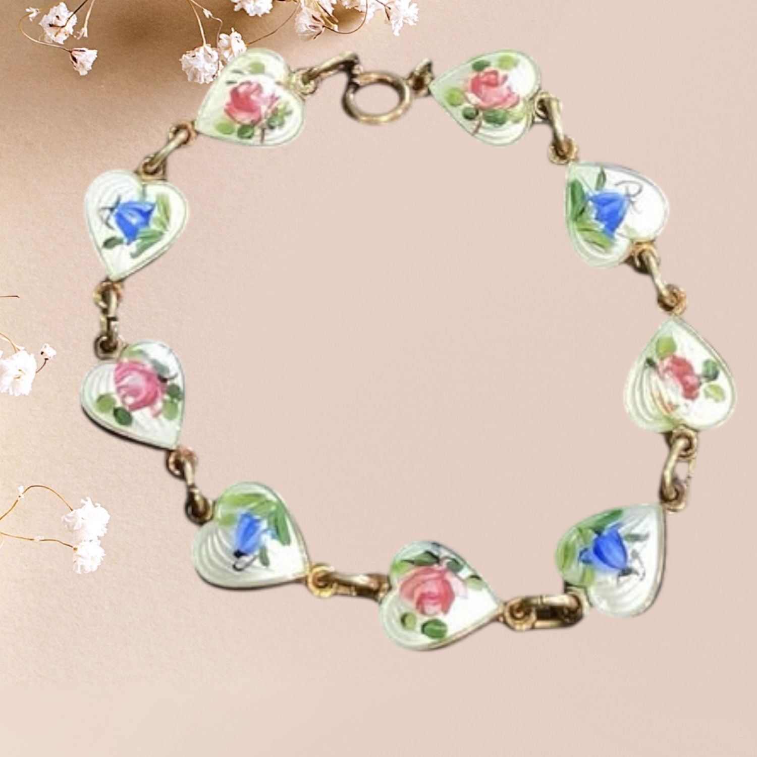 Vintage OPRO Sterling Silver Enamel Bracelet