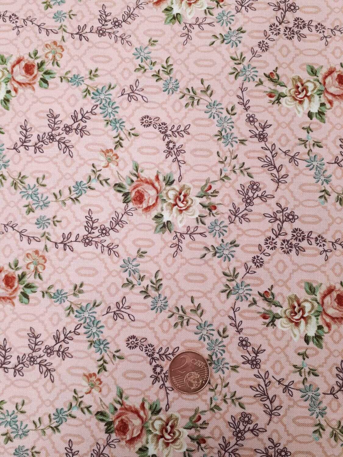 Tela Americana rosa con motivos florales