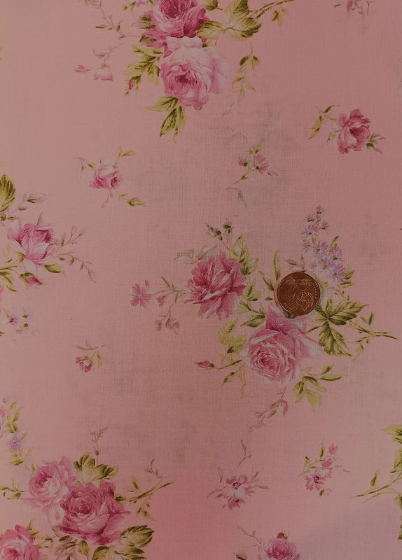 Tela americana con flores rosa
