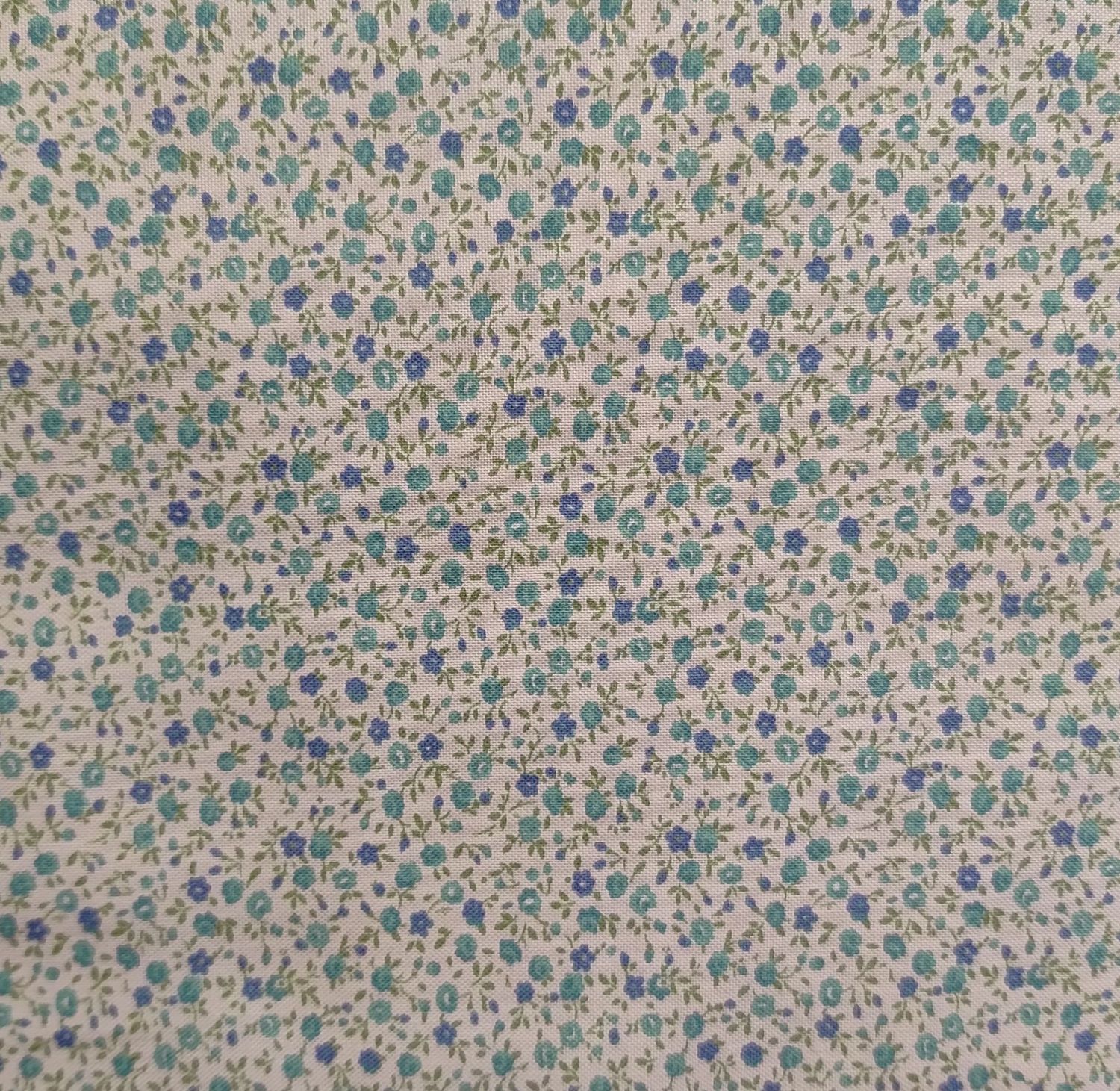 Tela flores Verdes y Azules