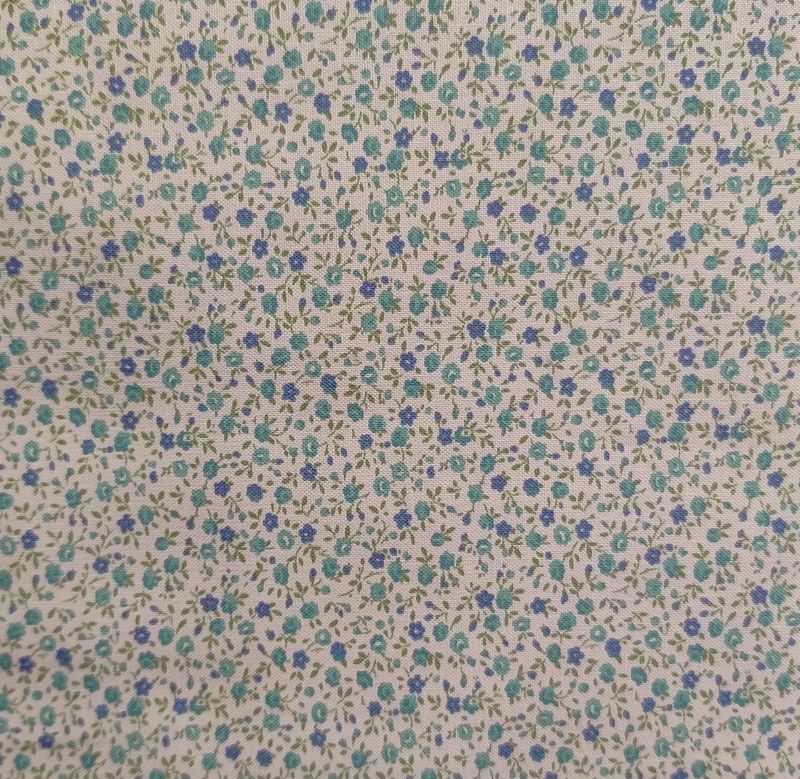 Tela flores Verdes y Azules