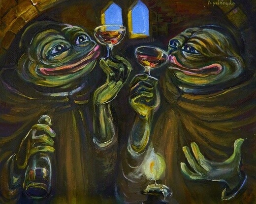 Two Drinking Monks
