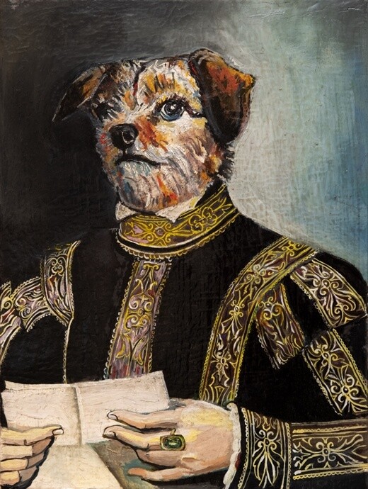 The Portrait of Human Doggo (Print on canvas with handpainted touches of painting)