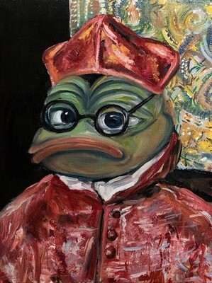 Pepe the Cardinal (Print on canvas with handpainted touches of painting)