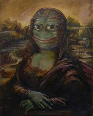 Mona Lisa Pepe (Print on canvas with handpainted touches of painting)