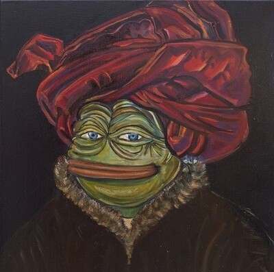 Pepe in a Red Turban (Print on canvas with handpainted touches of painting)