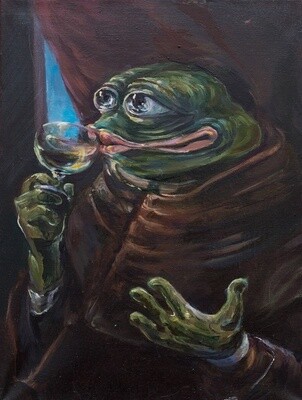 The Drinking Monk Pepe (Print on canvas with handpainted touches of painting)