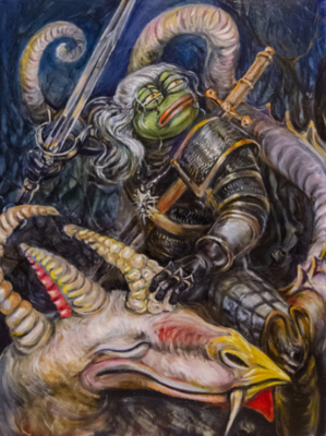 Pepe The Witcher (Print on canvas with handpainted touches of painting)