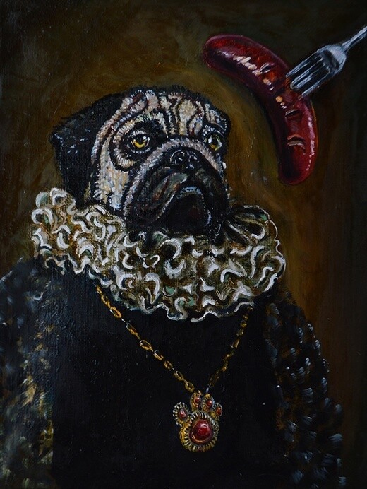 Sir Pug (Print on canvas with handpainted touches of painting)