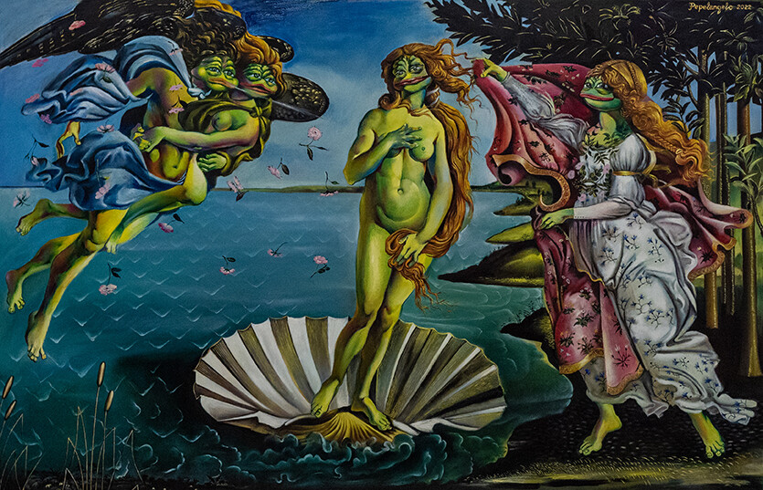 The Birth of Venus (Print on canvas with handpainted touches of painting)