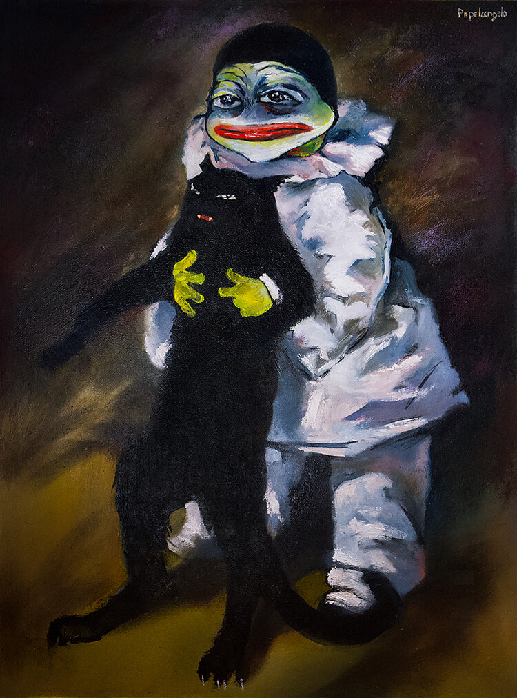Pepe Pierrot With A Cat (Oil painting)