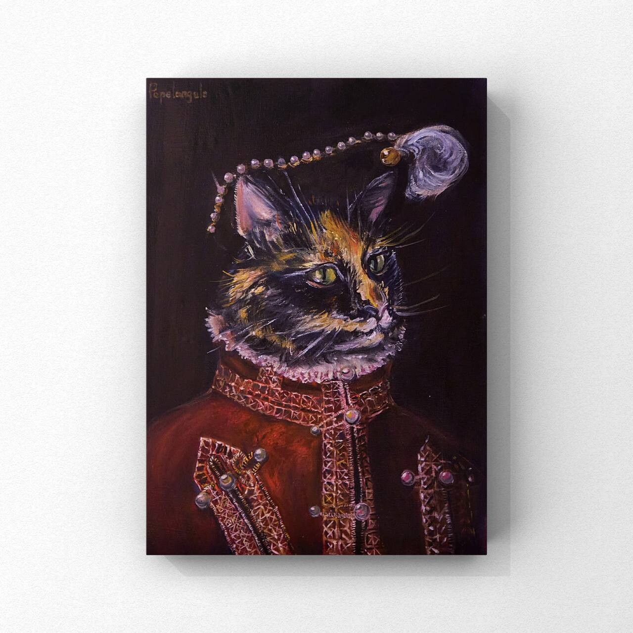 Sir Cat (Print on canvas with handpainted touches of painting)