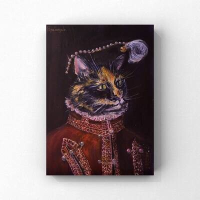 Sir Cat (Print on canvas with handpainted touches of painting)