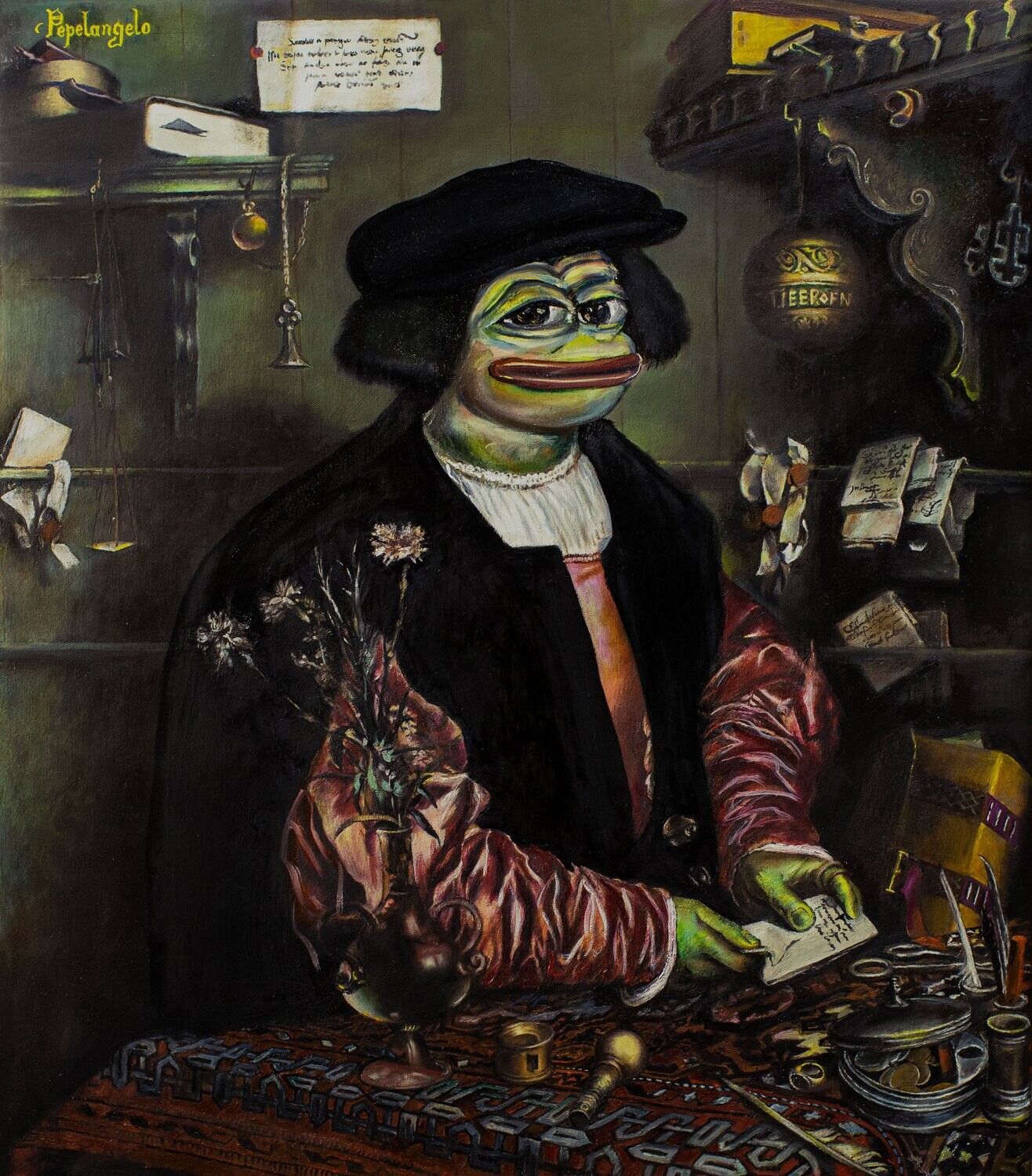 Pepe Pawnbroker (Print on canvas with handpainted touches of painting)