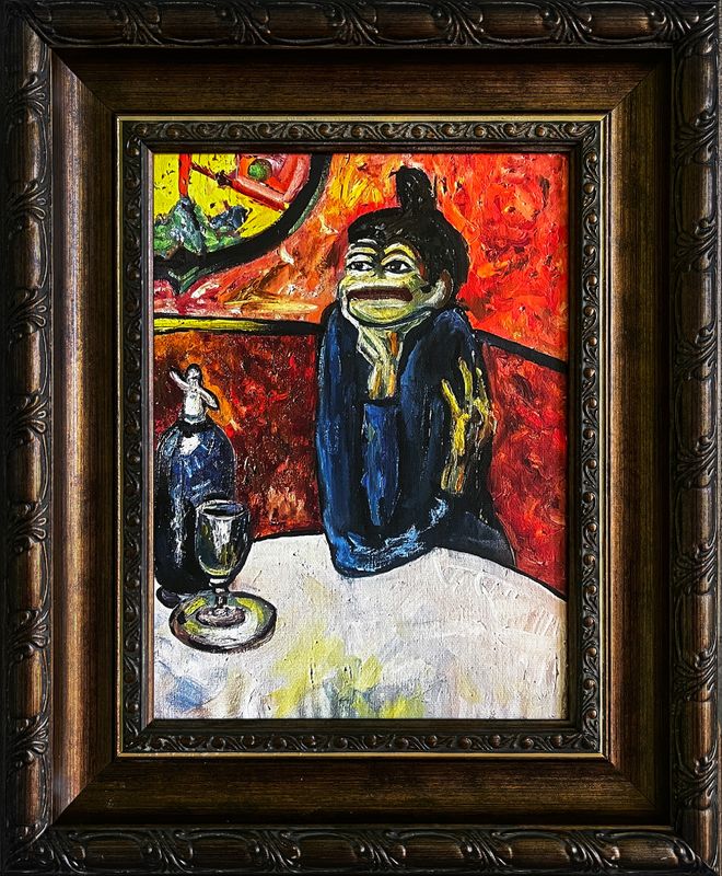 Pepe Absinthe Drinker (Print in wooden frame)