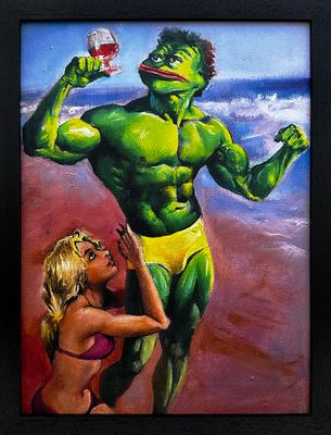 Pepe Schwarzenegger (Print painting in a unique frame)