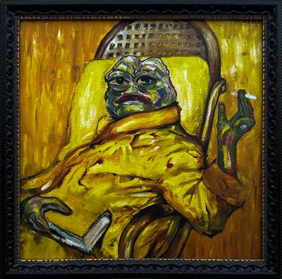 Pepe in Yellow (Print painting in a unique frame)