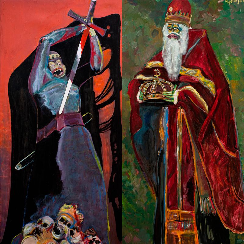 Diptych &quot;Coronation by the Green&quot;&amp;&quot;Execution by the Red&quot;