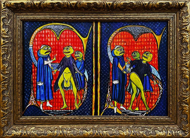Pepe The Frog Medieval Medical Guide (Print painting in a unique frame)