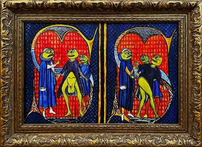 Pepe The Frog Medieval Medical Guide (Print painting in a unique frame)