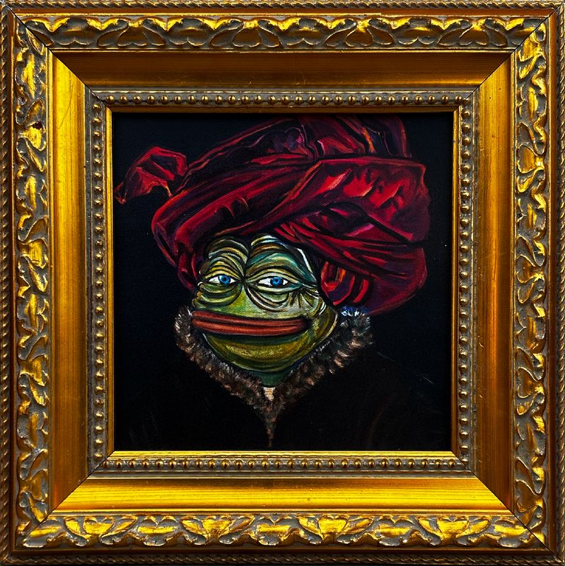 Pepe in a Red Turban (Print painting in a unique frame)