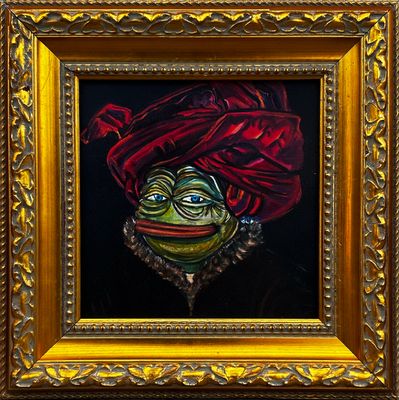 Pepe in a Red Turban (Print painting in a unique frame)