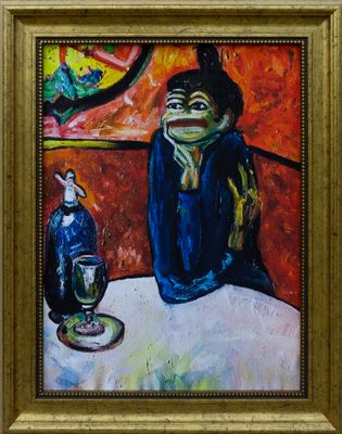 Pepe Absinthe Drinker (Print painting in a unique frame)