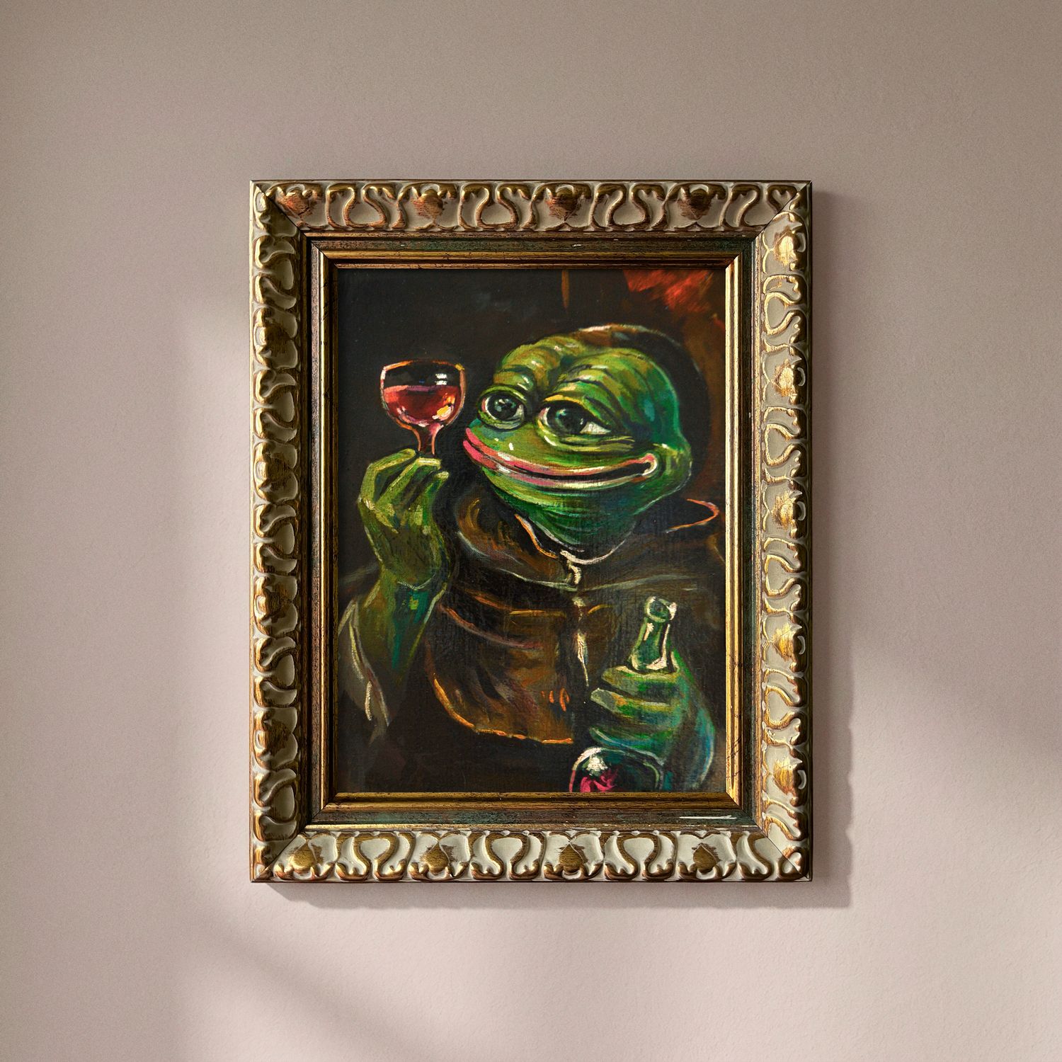 Monk With a Wine Bottle