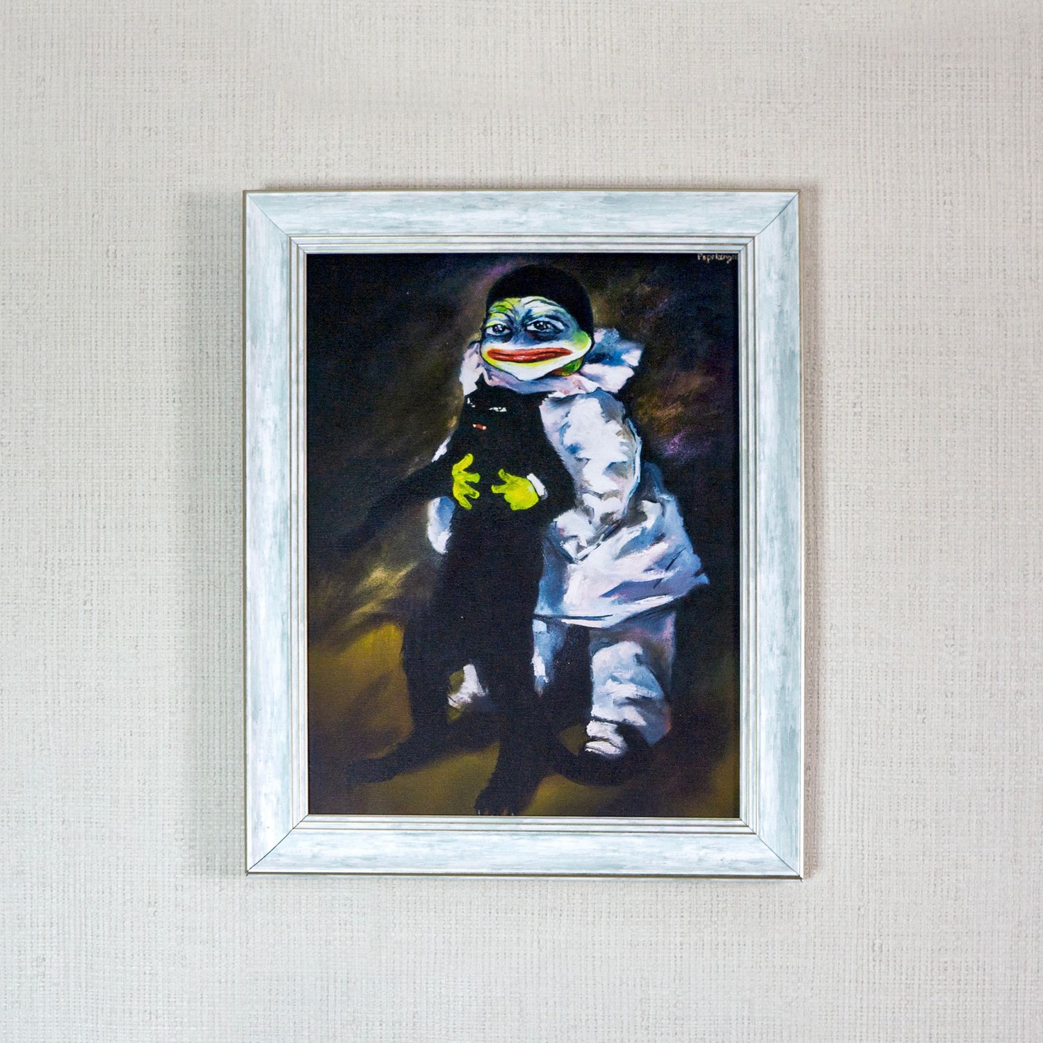 "PEPE THE PIERROT WITH A CAT" (Print on canvas)
