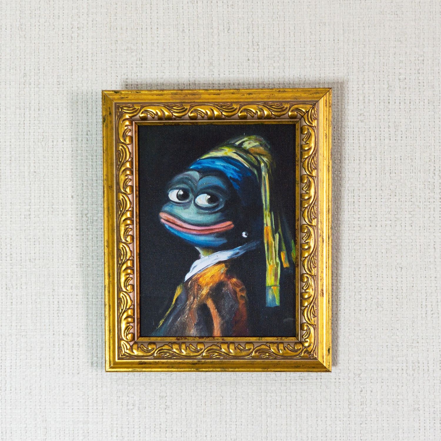 "PEPE WITH A PEARL EARRING" (Print on canvas)