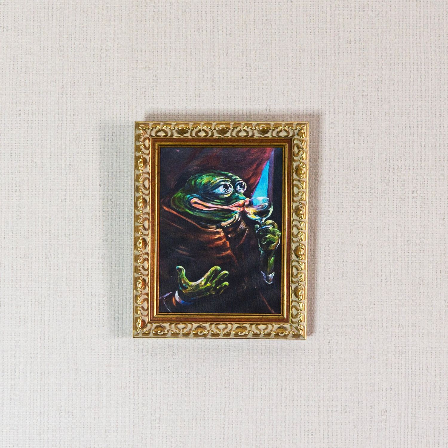 "PEPE TAKING A SIP OF DIVINE NECTAR" (Print on canvas)