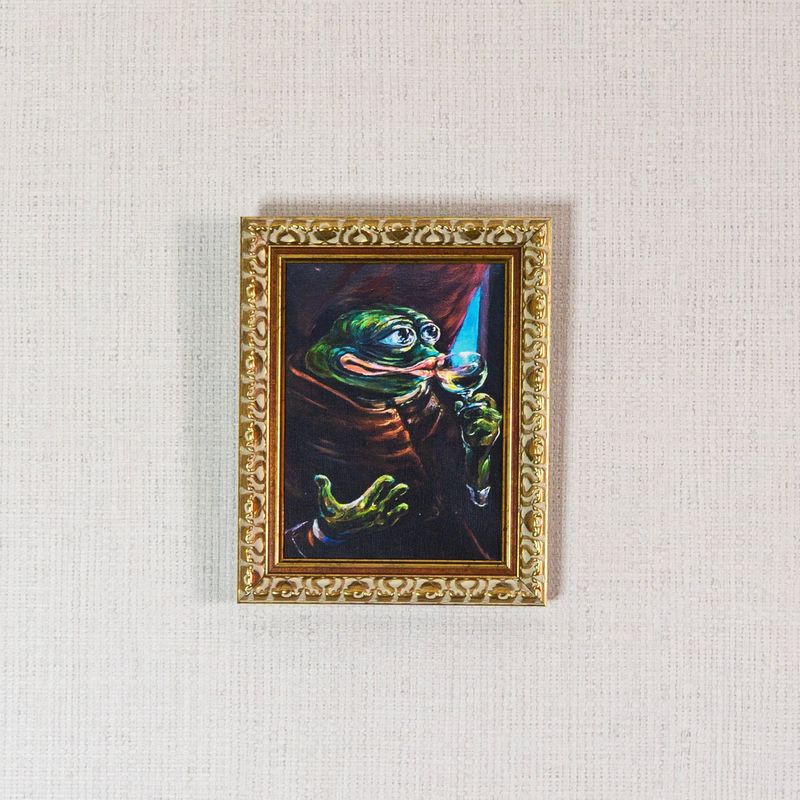 "PEPE TAKING A SIP OF DIVINE NECTAR" (Print on canvas)