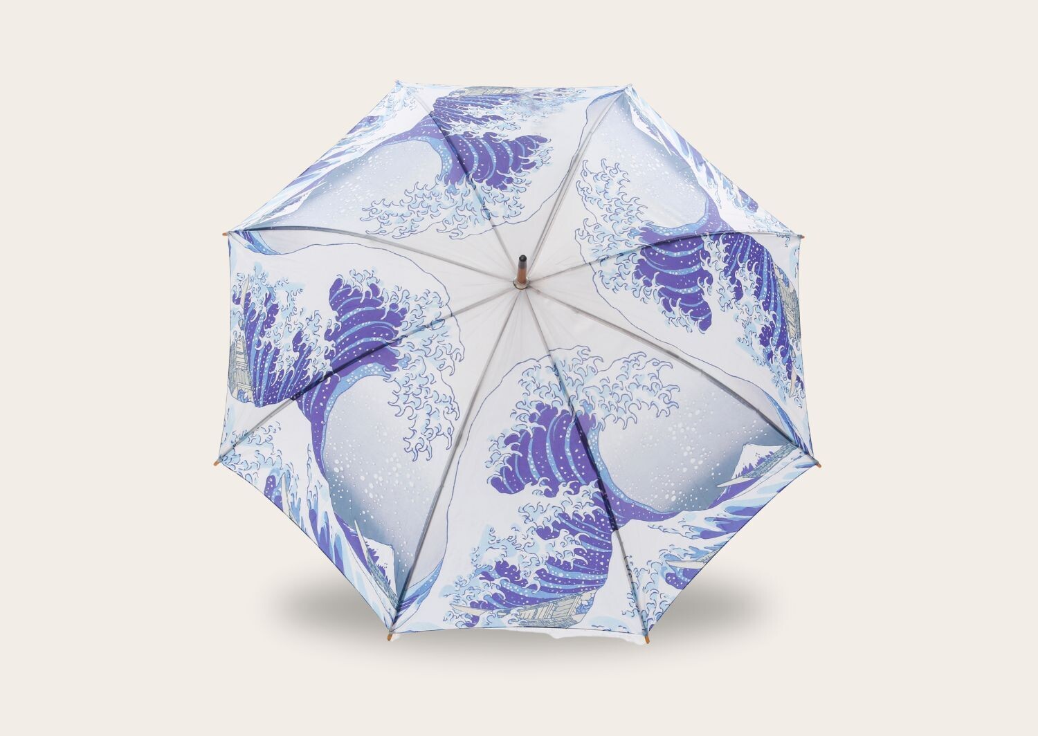 The Everyday Umbrella - The Great Wave of Kanagawa Wooden Handle