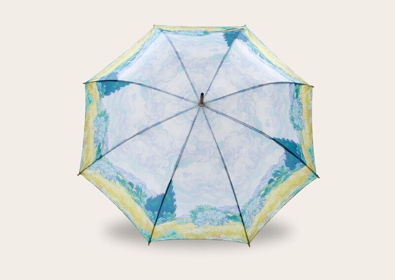 The Everyday Umbrella - Wheat Field with Cypresses Wooden Handle
