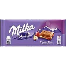 MILKA CHOCOLATE BAR 100gr RAISINGS AND NUTS (22PACK)