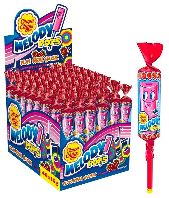 CHUPA CHUPS MELODY POPS STRAWBERRY (48PACK)