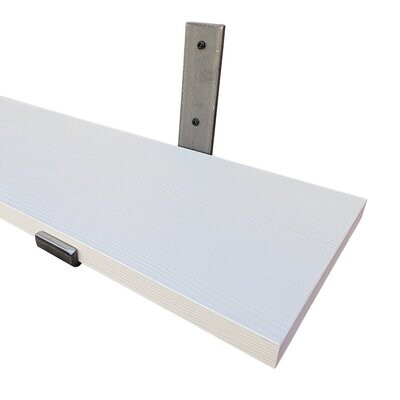 Wall Shelves With Industrial Style Brackets. White, Oak, Sandy Grey Colour. Various Lengths.