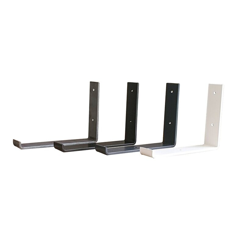 Industrial style shelf brackets. Rustic raw steel or painted.