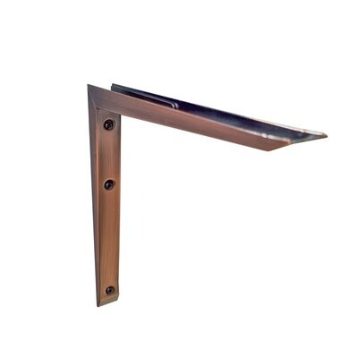 Industrial style brackets for wide shelves. Copper colour steel. Perfect for rustic style wood shelves, MDF or melamine modern shelving.