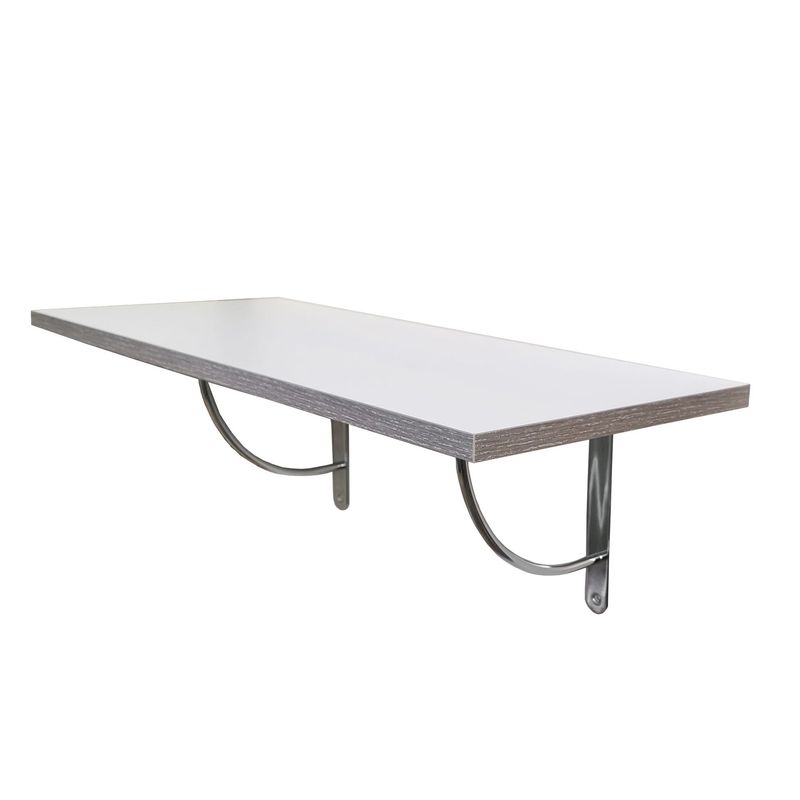 24cm 26cm 28cm 30cm 32cm 34cm Wall Shelves With chrome brackets. White shelf with oak or grey edging or all white. Any between 24-34 cm deep