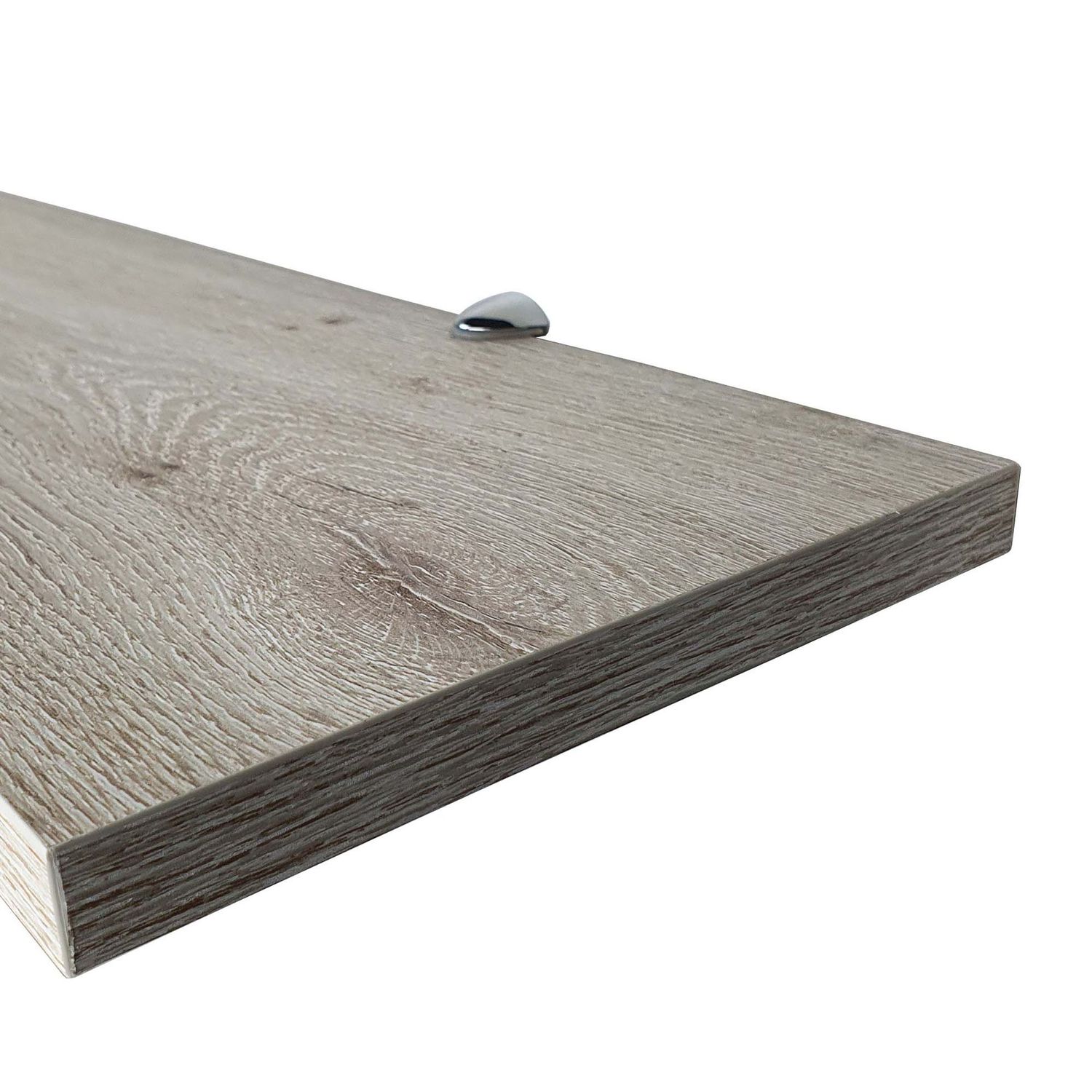 10cm, 12cm ,13cm,14.2cm Deep Wall Shelves With Minimal Brackets. White , sandy grey, Oak, Smoked oak, black all with wood grain. Various Lengths and de Various Lengths from 150-240cm  or any size.
