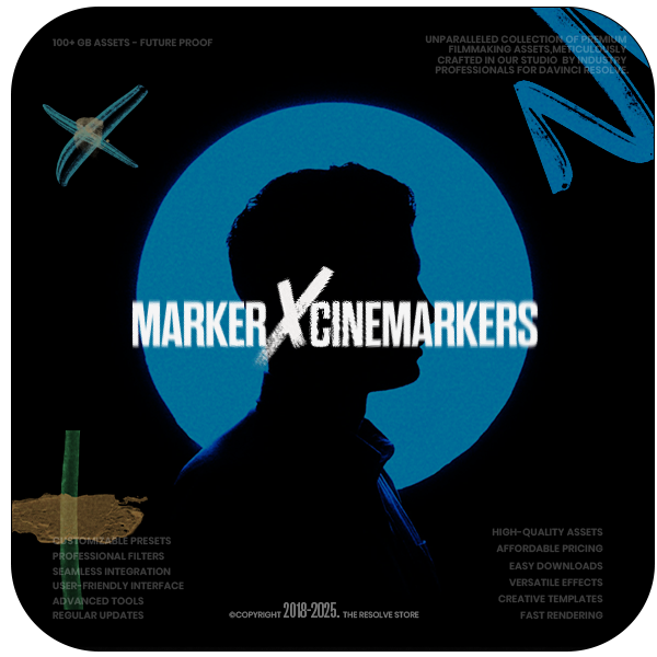 MarkerX Cinemarkers, ResolveX Transitions & CinematicX LUTs