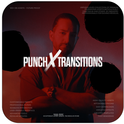 PunchX Transitions, ResolveX Transitions & CinematicX LUTs