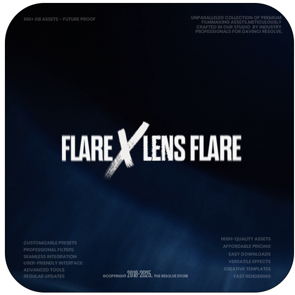 FlareX Lens Flare, CinematicX LUTs & ResolveX Transitions