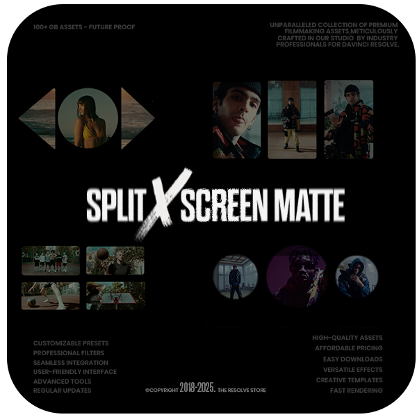 SplitX Screen Matte, CinematicX LUTs & ResolveX Transitions