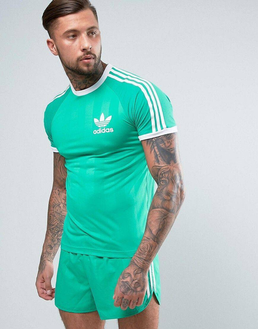 Футболка Adidas Originals  3 Stripe California T-Shirt Green